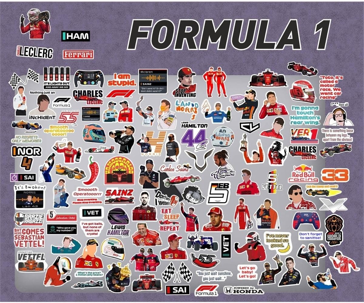 Formula 1 Ralli Pilotları Laptop Notebook Telefon Kılıfı Sticker Paketi