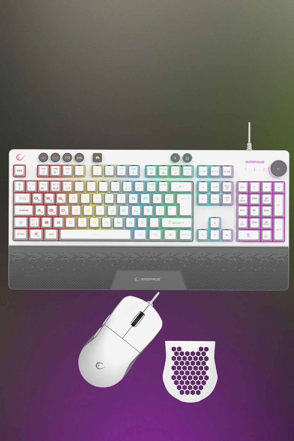 Gaming Oyuncu Klavye Mouse Set ECLIPSE Beyaz Usb RGB Aydınlatmalı Q Klavye