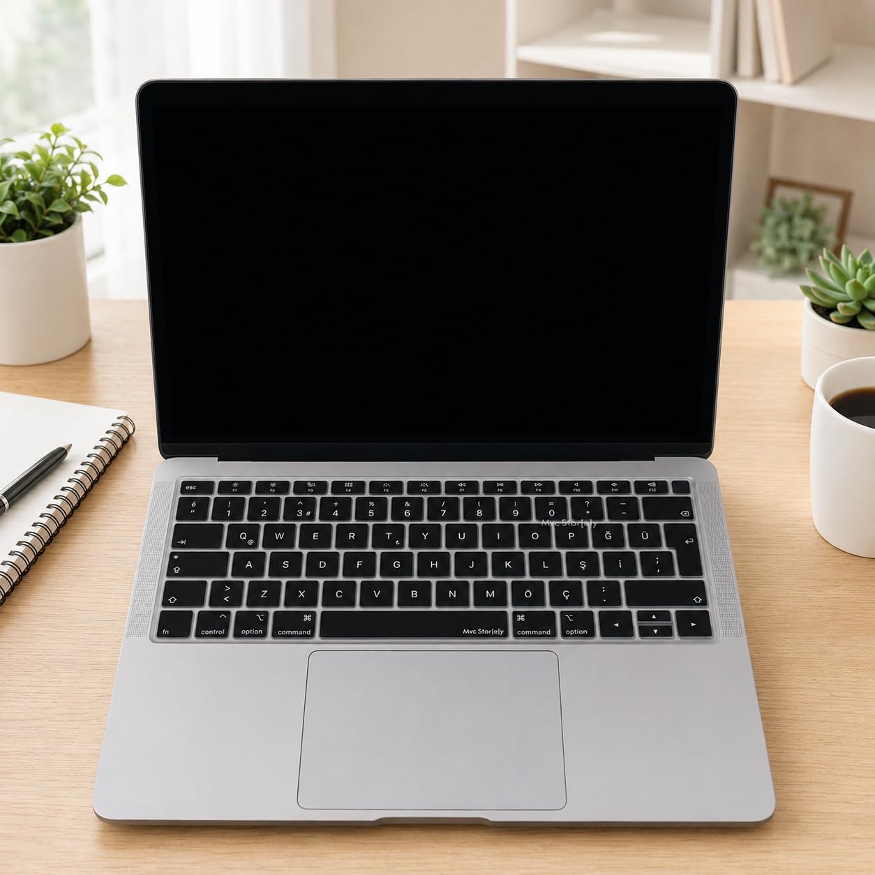 Türkçe Q Silikon Klavye Koruyucu MacBook Air 13 Retina Uyumlu A1932 A2179 A2337 M1 | ISO UK Ters L Enter | TR Q Klavye Kaplama Siyah
