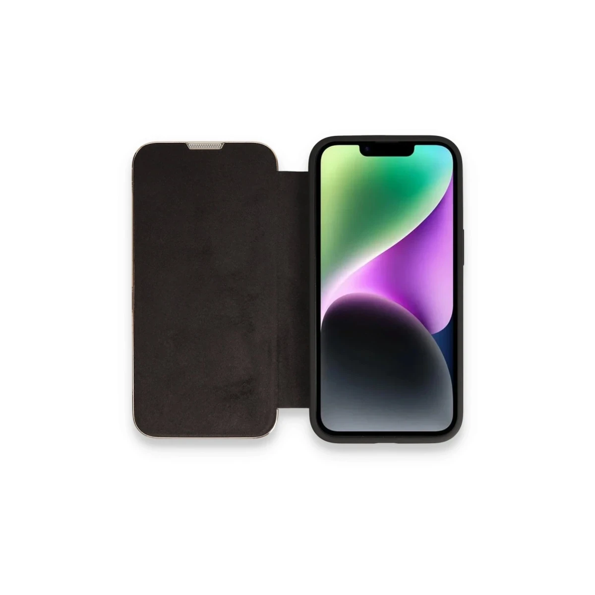 Apple iPhone 14 Pro Max Kılıf Dolpin Kapaklı - Siyah