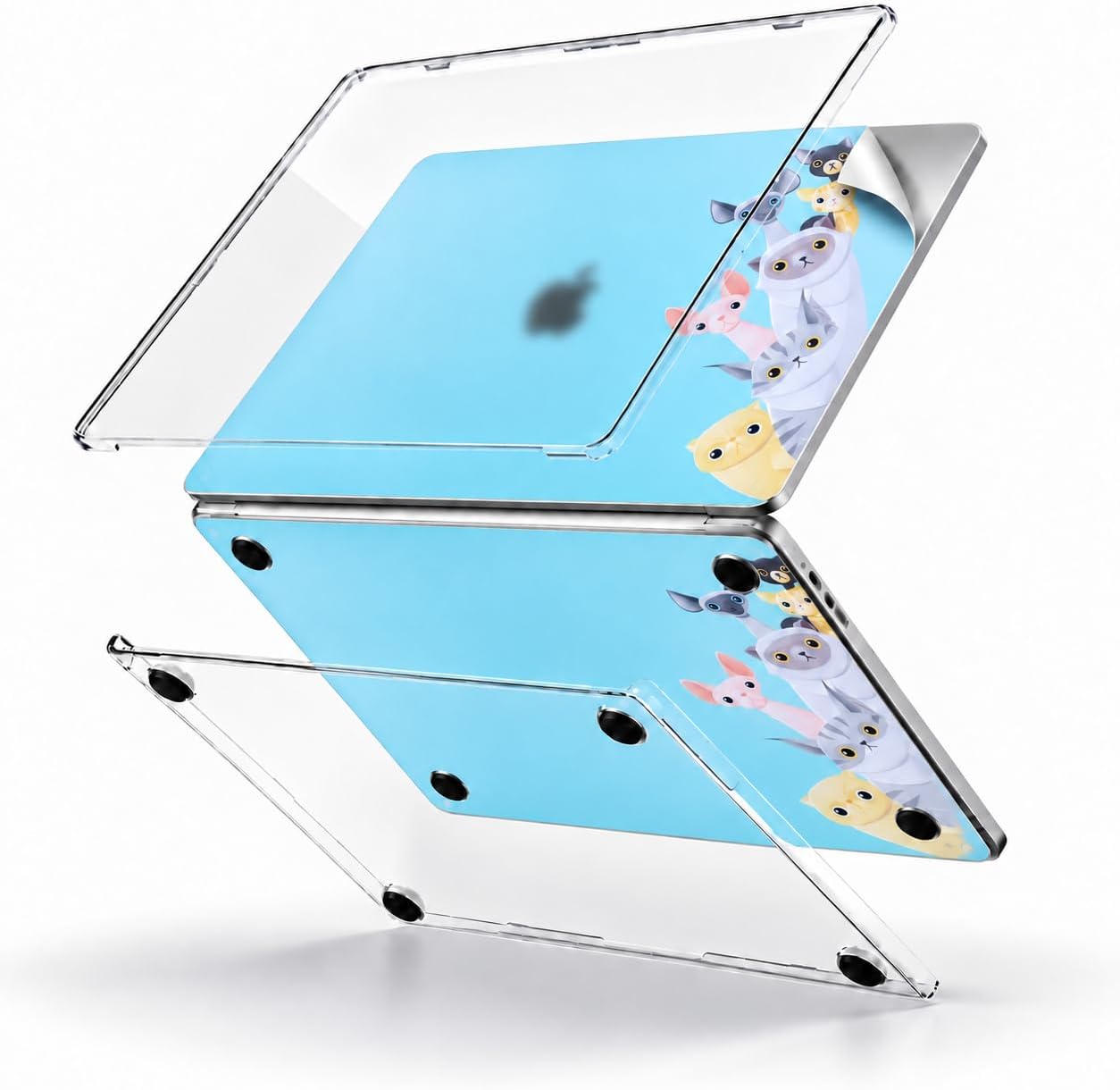 Macbook Pro Kılıf 13inç M1-M2 Sticker Kaplama Laptop Koruyucu A2338 ile Uyumlu Animal03 Açık Yeşil