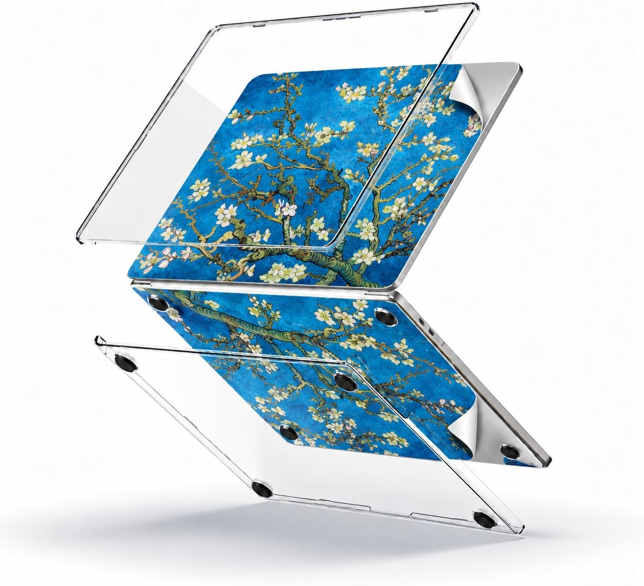 Macbook Pro Kılıf 13inç M1-M2 Laptop Kaplama Sticker Koruyucu A2338 ile Uyumlu Flower03NL Açık Yeşil