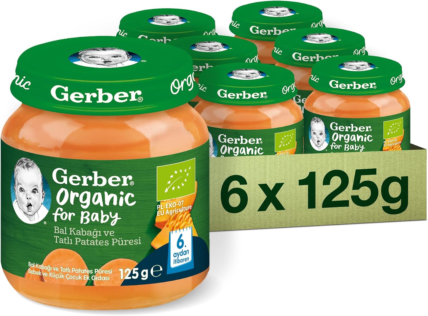 Organik Bal Kabağı ve Tatlı Patates Püresi 125 gram x 6