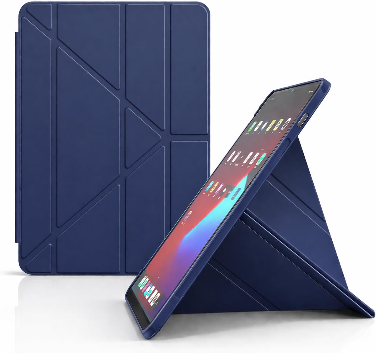 Huawei Honor Pad 9 ile uyumlu Kılıf Kalem Koyma Bölmeli Stand Olan Uyku Modlu Suni Deri, Yarı transparan Silikon Arka Yüzey ergonomik yapılı, Attravtive Smart Cover Lacivert