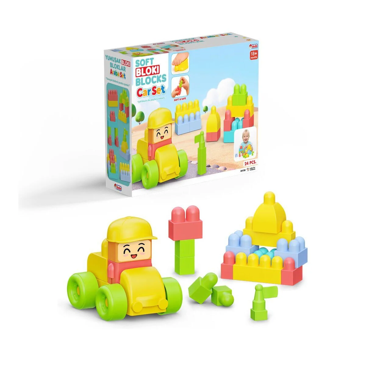 04128 Yumuşak Bloki Blokları Araba Set 24 Parça