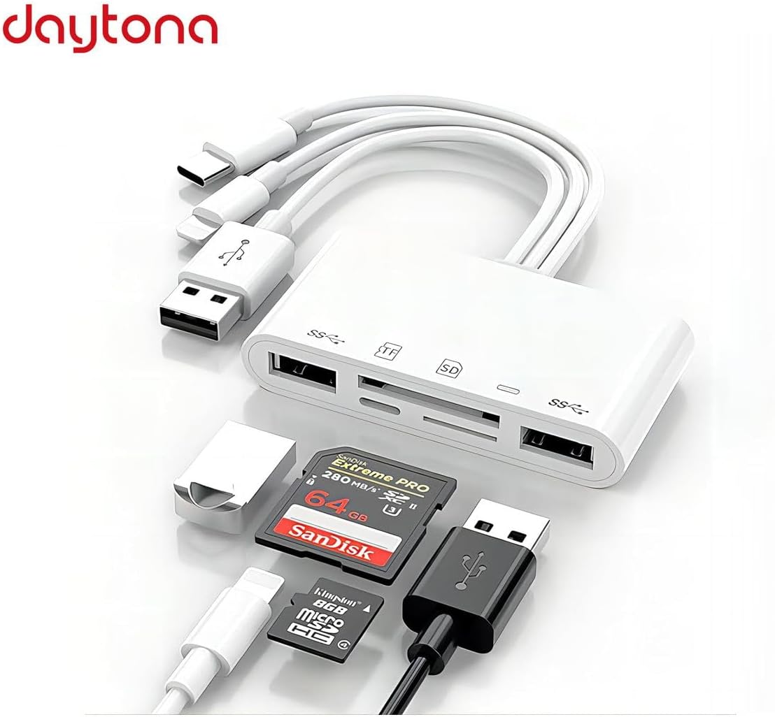 NK1032 Pro Type-C Lightning Usb-A To 2x Usb3.0 Sd Tf Pd Kart Okuyucu Çevirici Hub Adaptör