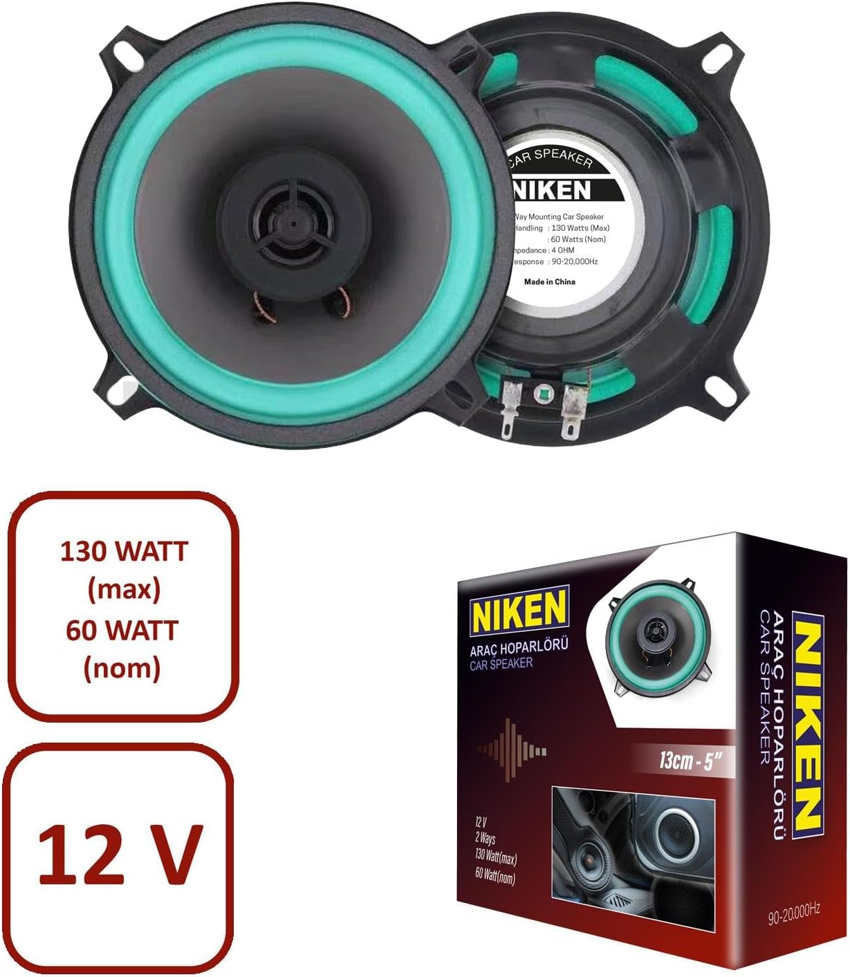 Araç Hoparlörü 13CM 5inç 4 OHM 130 Watt 1 ADET