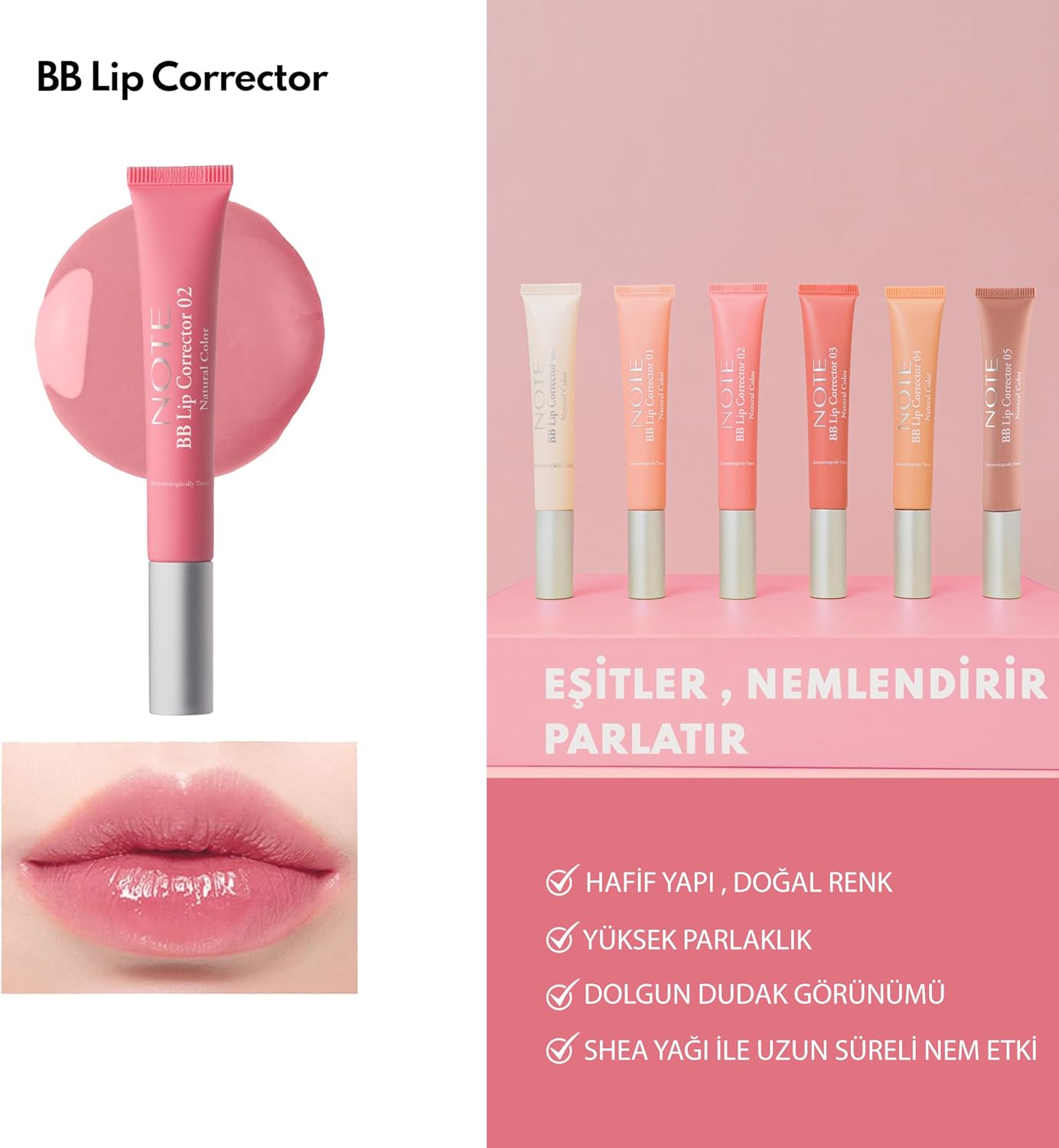 Cosmetics BB Lip Corrector 02 Renk Eşitleyici Dudak Parlatıcısı, Pembe