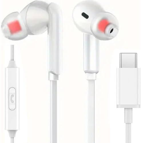 Tak Çalıştır Type-C Kulakiçi Kablolu Kulaklık Mikrofonlu Iphone 15 Pro Max S24 Ultra Uygun Kulaklık (beyaz)