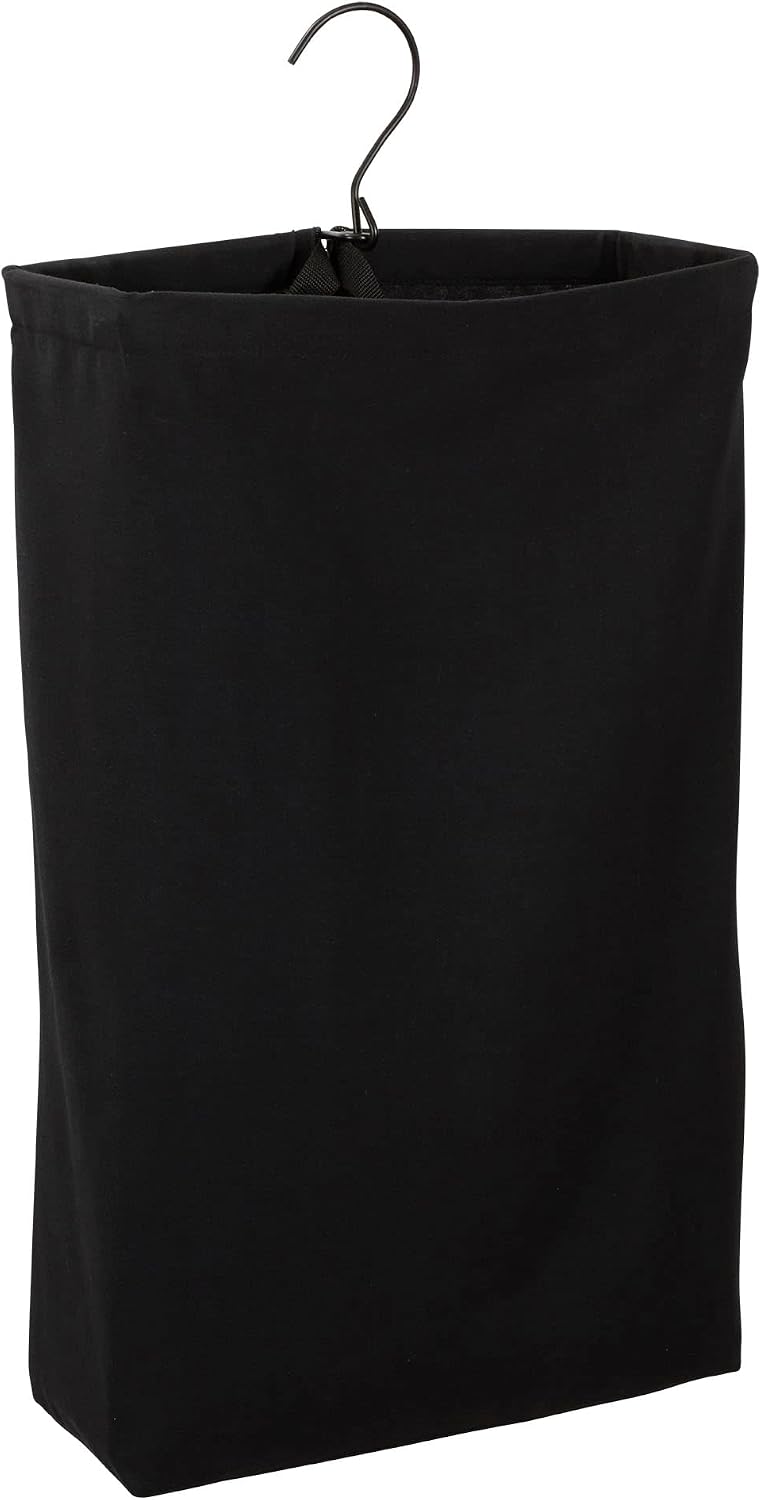 Hanging Cotton Canvas Laundry Hamper Bag, Black