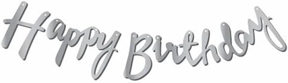 Kaligrafi Banner Gümüş Happy Birthday, 8979867897875675