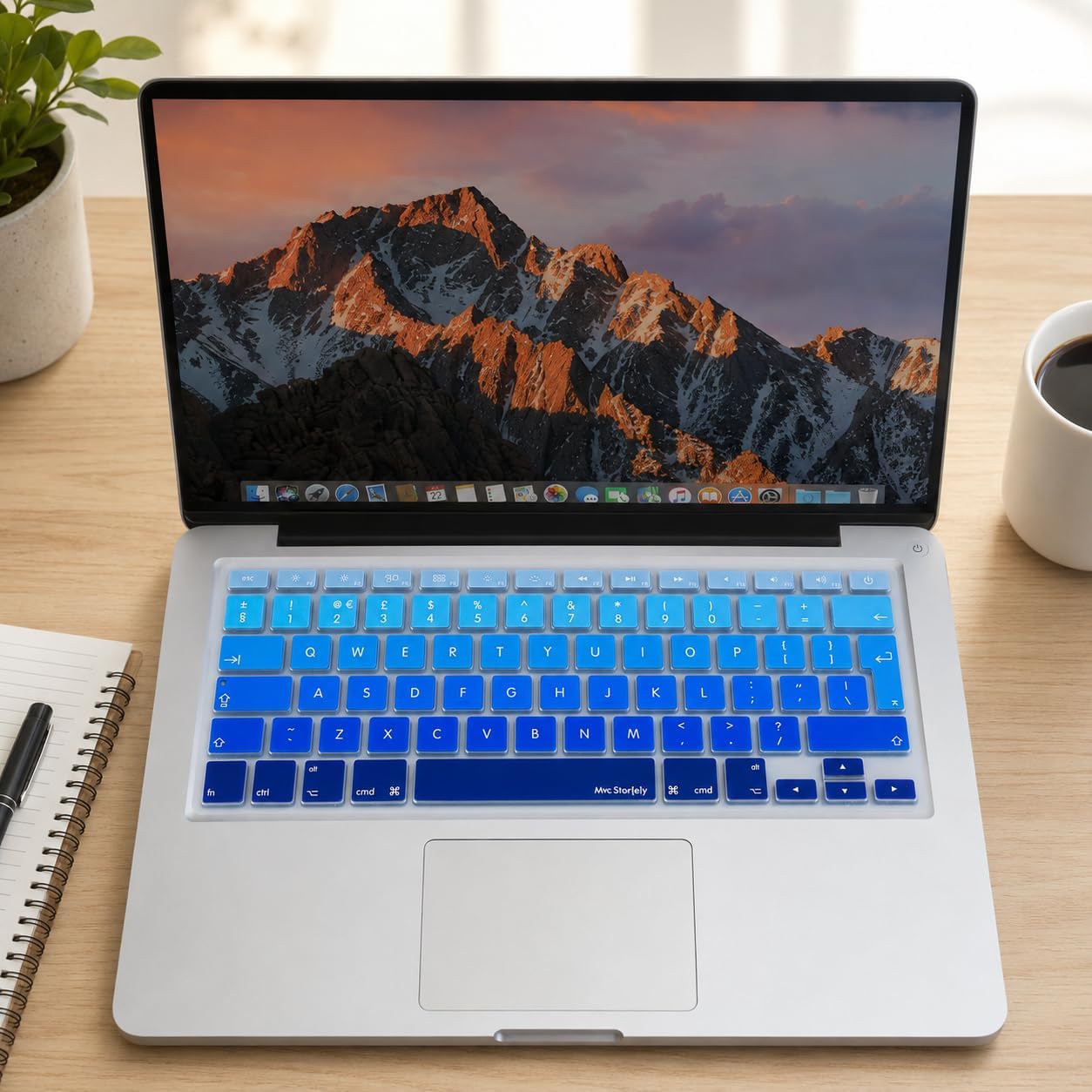 MacBook Klavye Koruyucu Uyumlu Silikon İnce Yıkanabilir Kaplama Film Avrupa İngilizce ters L Enter Air Pro Eski USB li Modeller 2008-2017 Uyumlu Lacivert Mavi