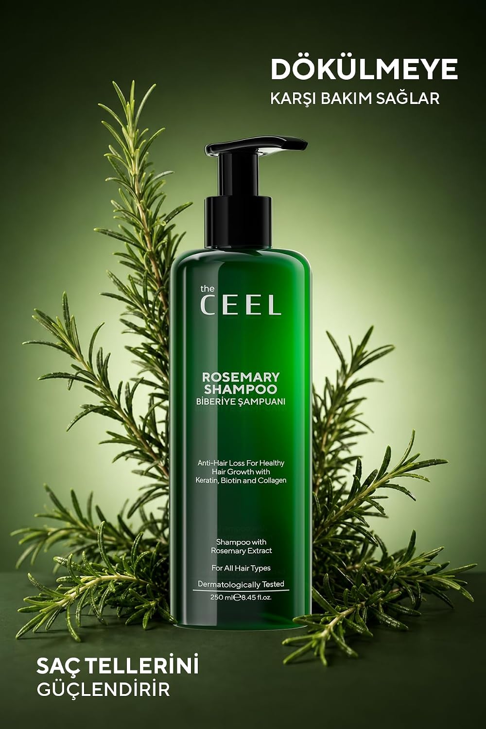 Biberiye Saç Bakım Şampuanı 250 ml - Keratin, Biotin ve Hidrolize Kolajen İçeren Hacim ve Parlaklık Destekleyici Saç Şampuanı, Saç Derisi Ferahlatıcı Günlük Bakım Şampuanı