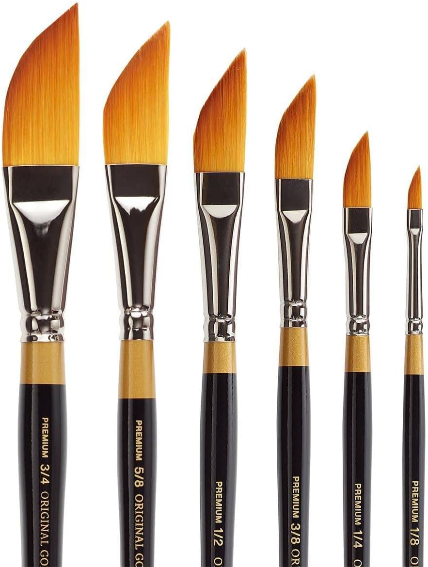 Orijinal Gold 9800 Hançer Sıyırıcı Fırça Seti Premium Golden Taklon Multimedya Sanatçı Fırçaları, Yağ, Akrilik, Suluboya ve Guaj için Boyama Araçları, 6 Boyutta Set