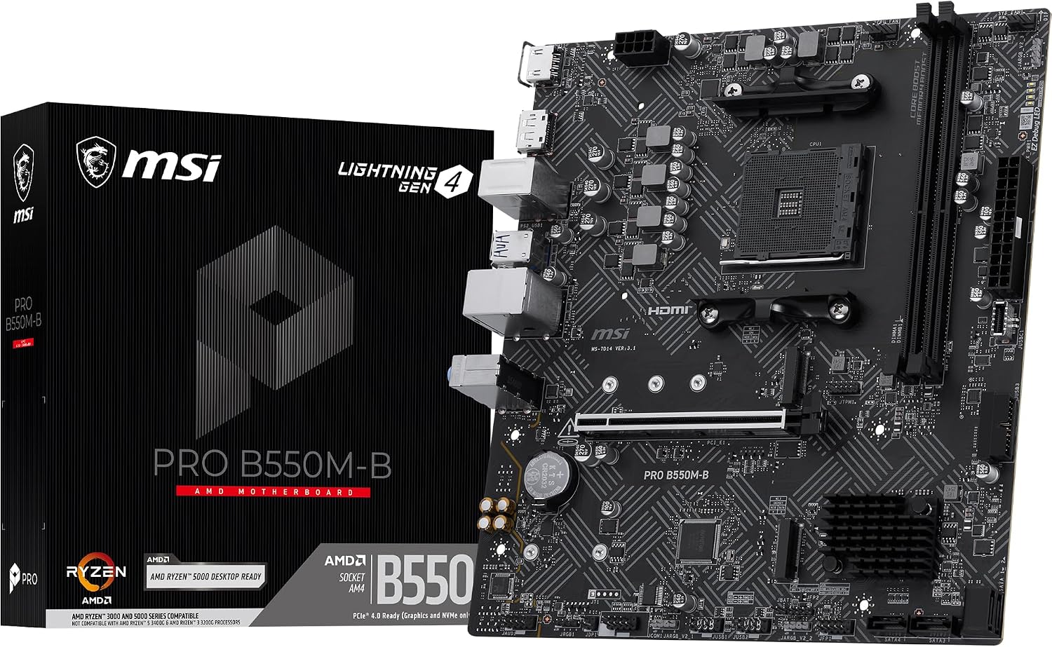 MB PRO B550M-B AM4 DDR4 4600(OC) HDMI DP 2x M.2 USB 5Gbps mATX