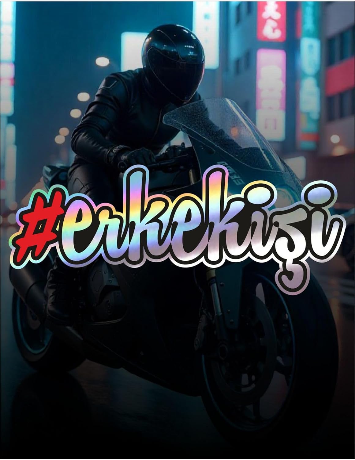 Hologram Tekli erkekişi Araba, Motorsiklet, Kask, Laptop,cam Sticker 15x7 Cm