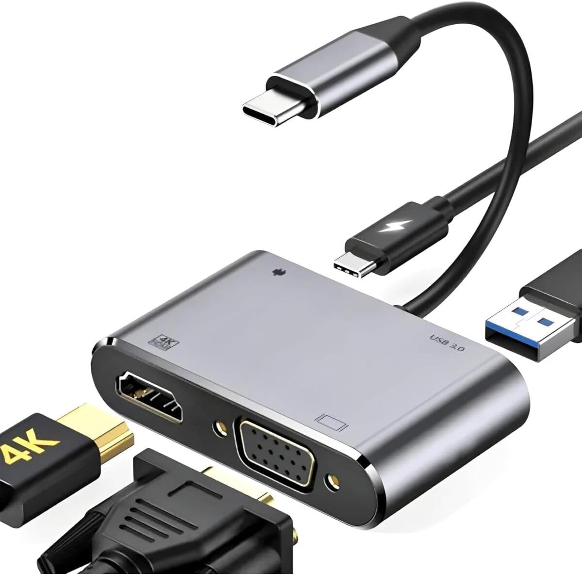 CF02 Macbook Uyumlu Type-C™ To 4K Ultra Hd 1080p Hdmı/Vga/Pd Şarj/USB 3.0 4IN1 Çevirici Hub Adaptör