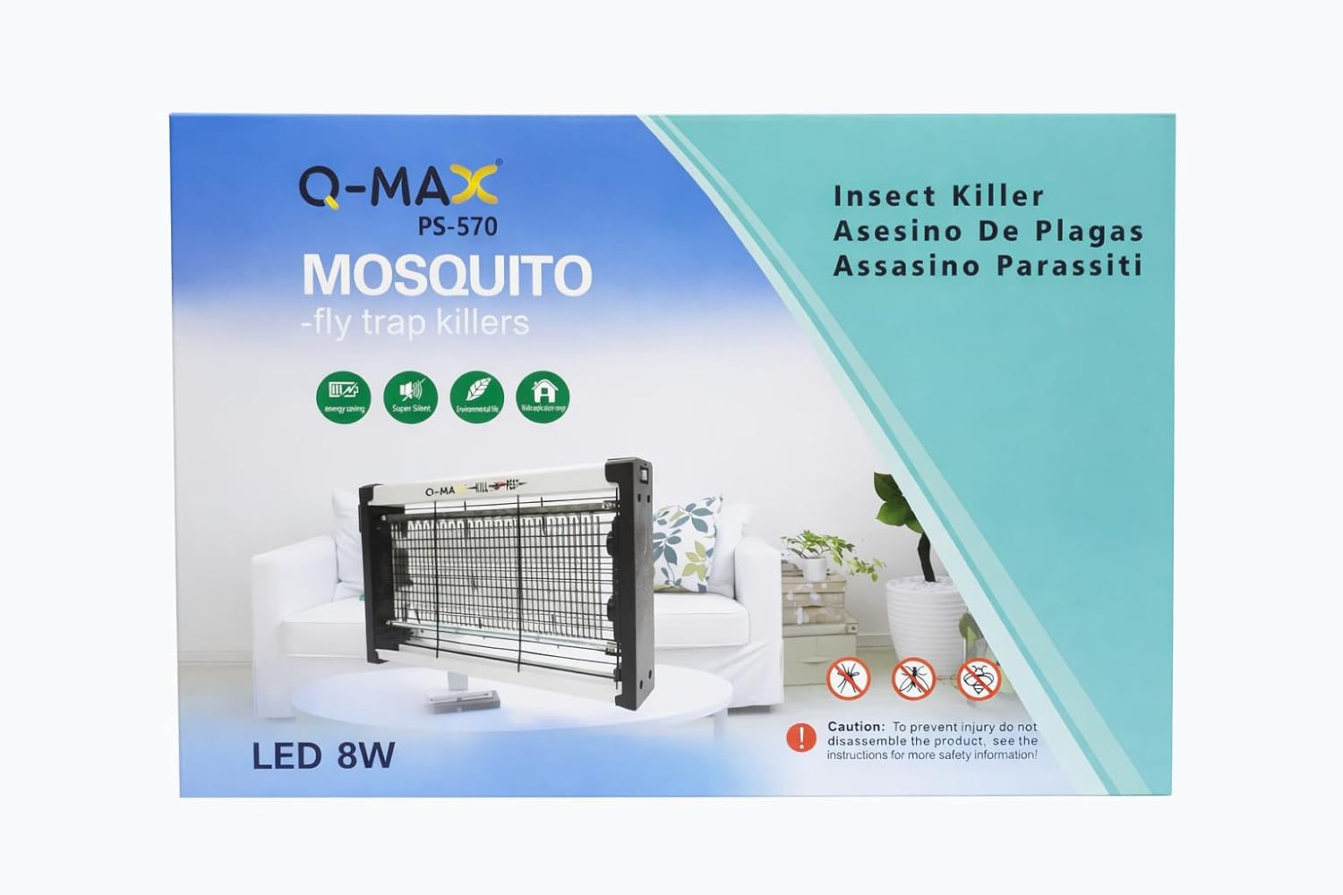 AKSU Q‑MAX ÇİFT UV IŞIKLI 8W SESSİZ SİNEK ÖLDÜRÜCÜ ELEKTİRİKLİ PS‑570