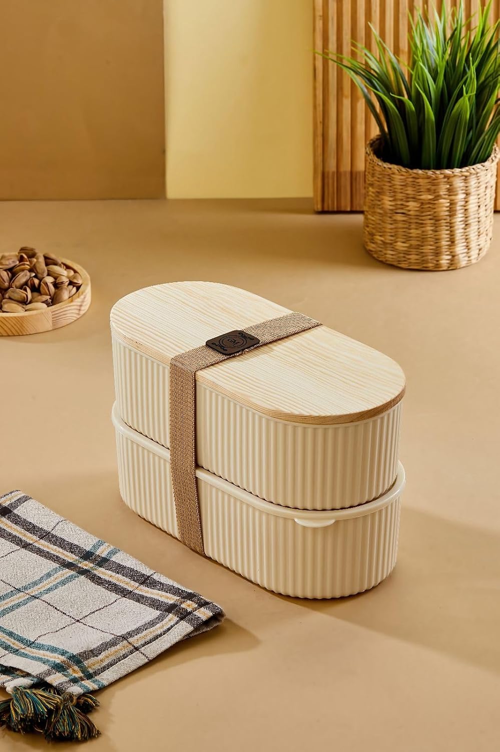 Bambu Kapaklı Saklama Kabı 1,2L x2