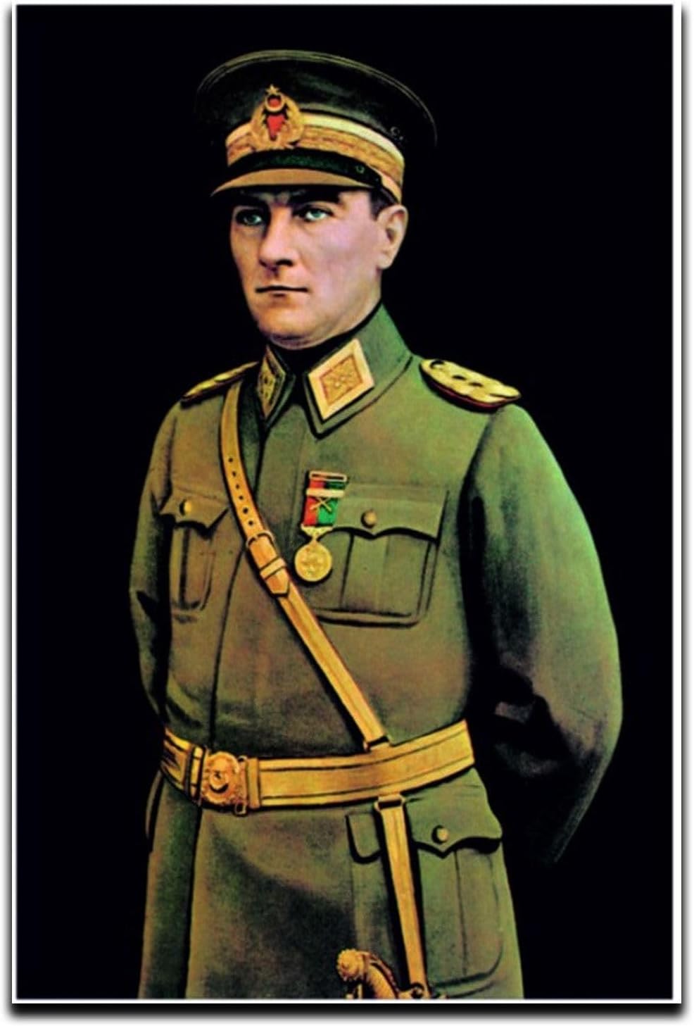 ZC Bayrak Atatürk Üniformalı Portre Raşel Dijital Baskı Bayrak 150x225 cm