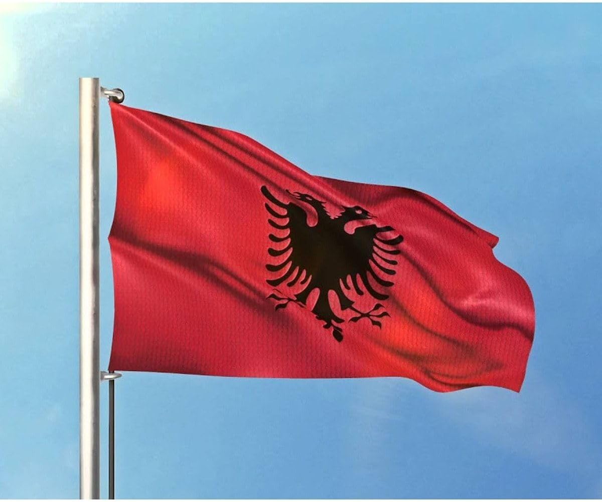 ZC Bayrak Arnavutluk Milli Gönder Bayrağı 100x150 Cm Raşel Dijital Baskı
