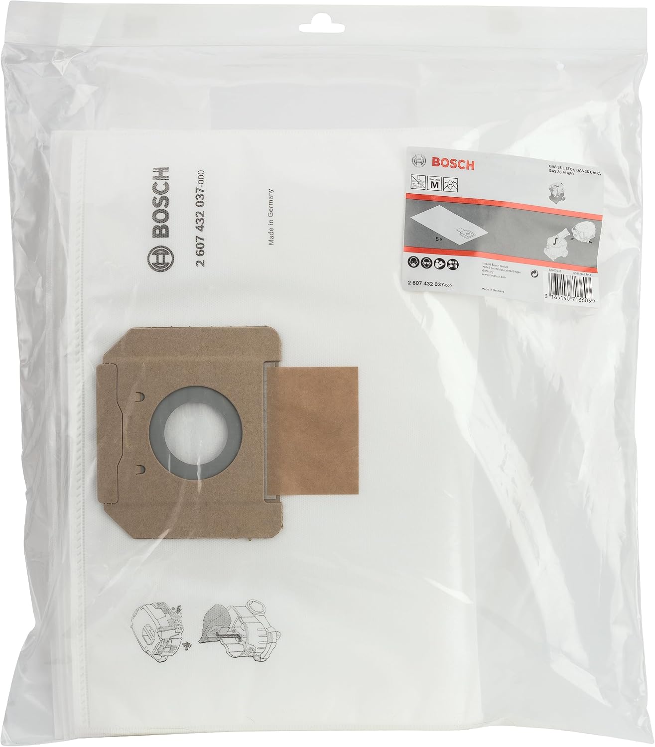 5 x Keçe Filtre Torbası (Gas 35 L Afc/L Sfc+/M Afc için Yedek Torba, Kuru Süpürme ve Elektrikli Süpürge Aksesuarı)