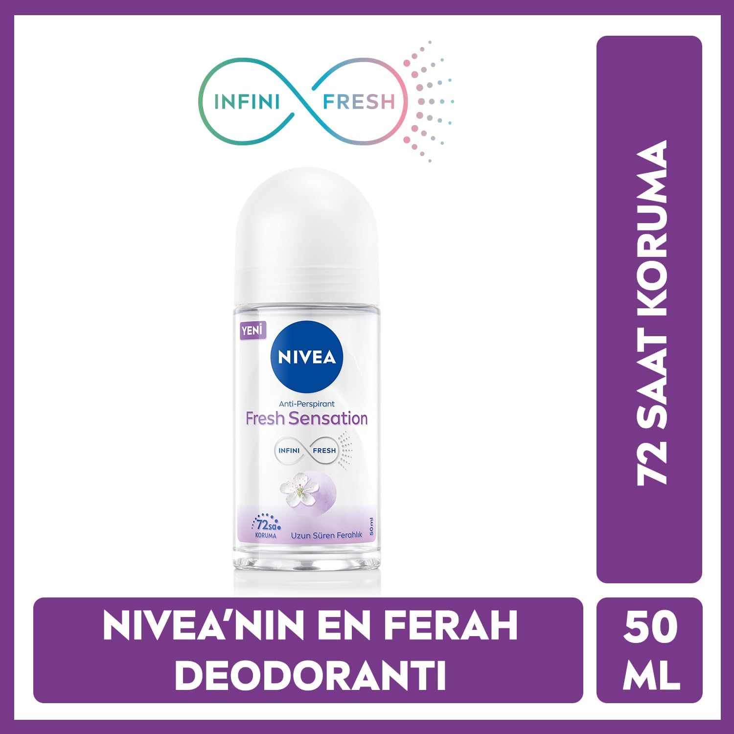 Fresh Sensation Kadın Roll On Deodorant 50 ml,72 Saat Anti-Perspirant Koruma