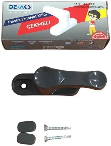 Pvc Kapı Pencere Pimapen Çocuk Emniyet Kilidi Hırsız Güvenlik Mandalı Plastik (2 Adet) (Antrasit)