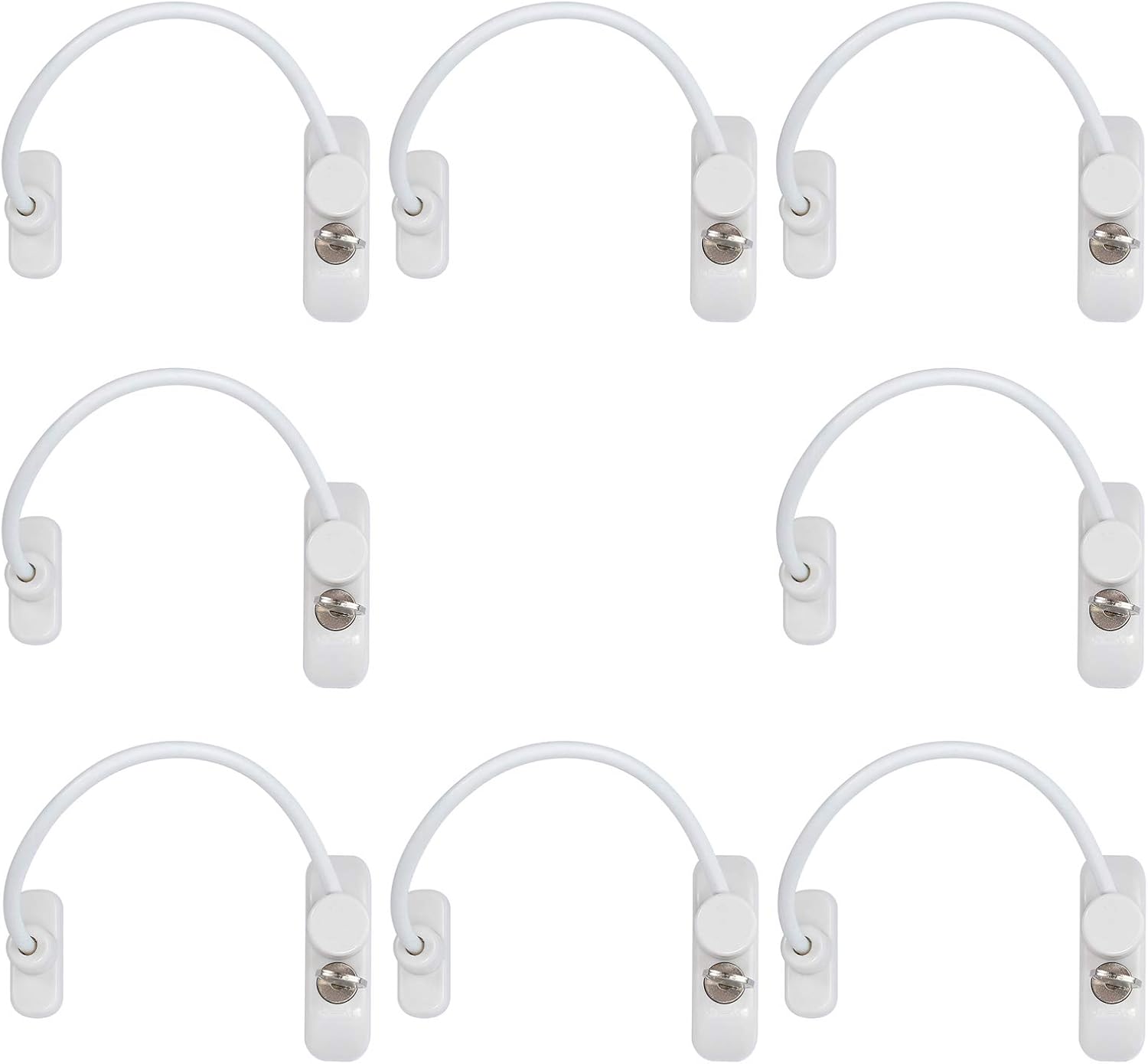 Kidmix 5 Adet X 2 PAKET Halatlı Pvc Kapı Pencere Emniyet Kilidi - Beyaz Kablolu Pimapen Emniyet Mandalıı