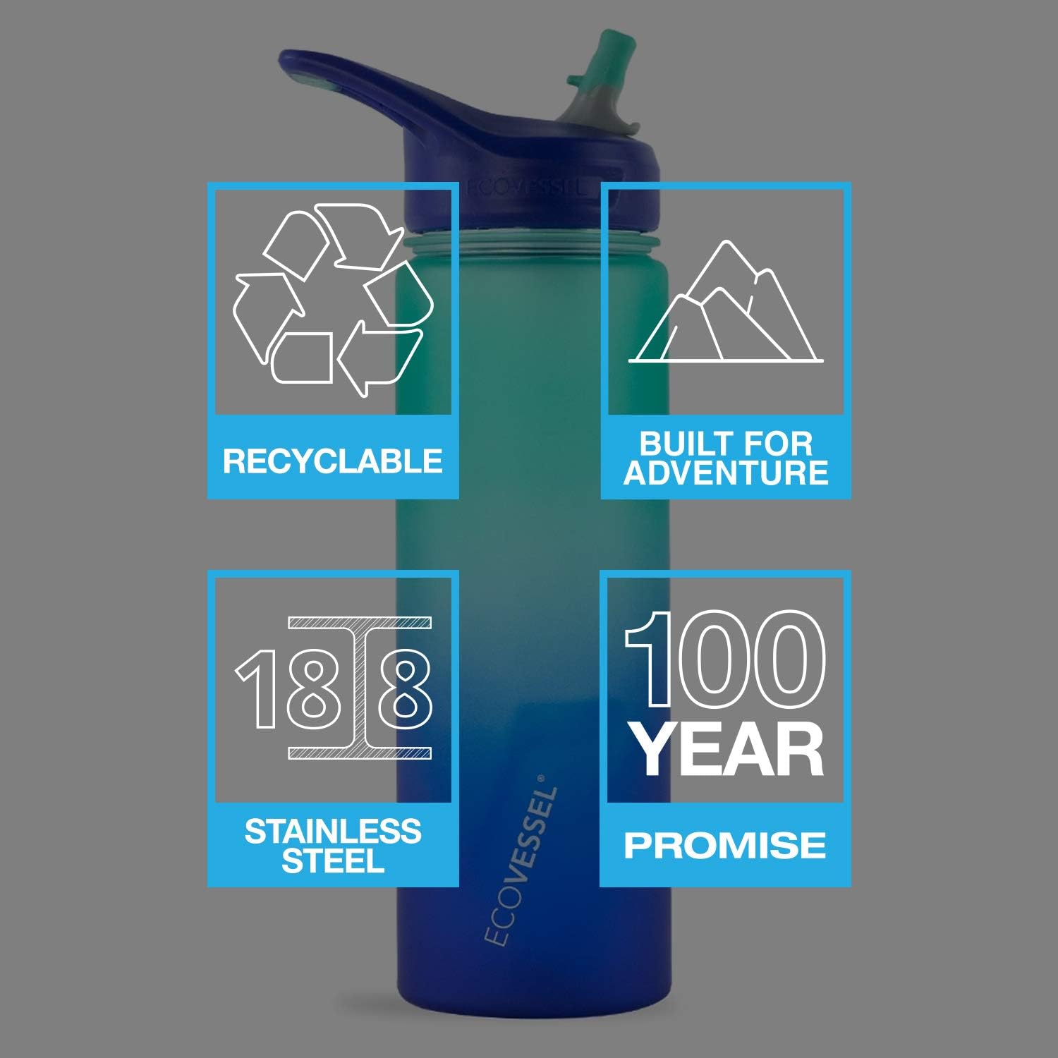 Tritan Plastik Termos, 0.75 lt, Siyah