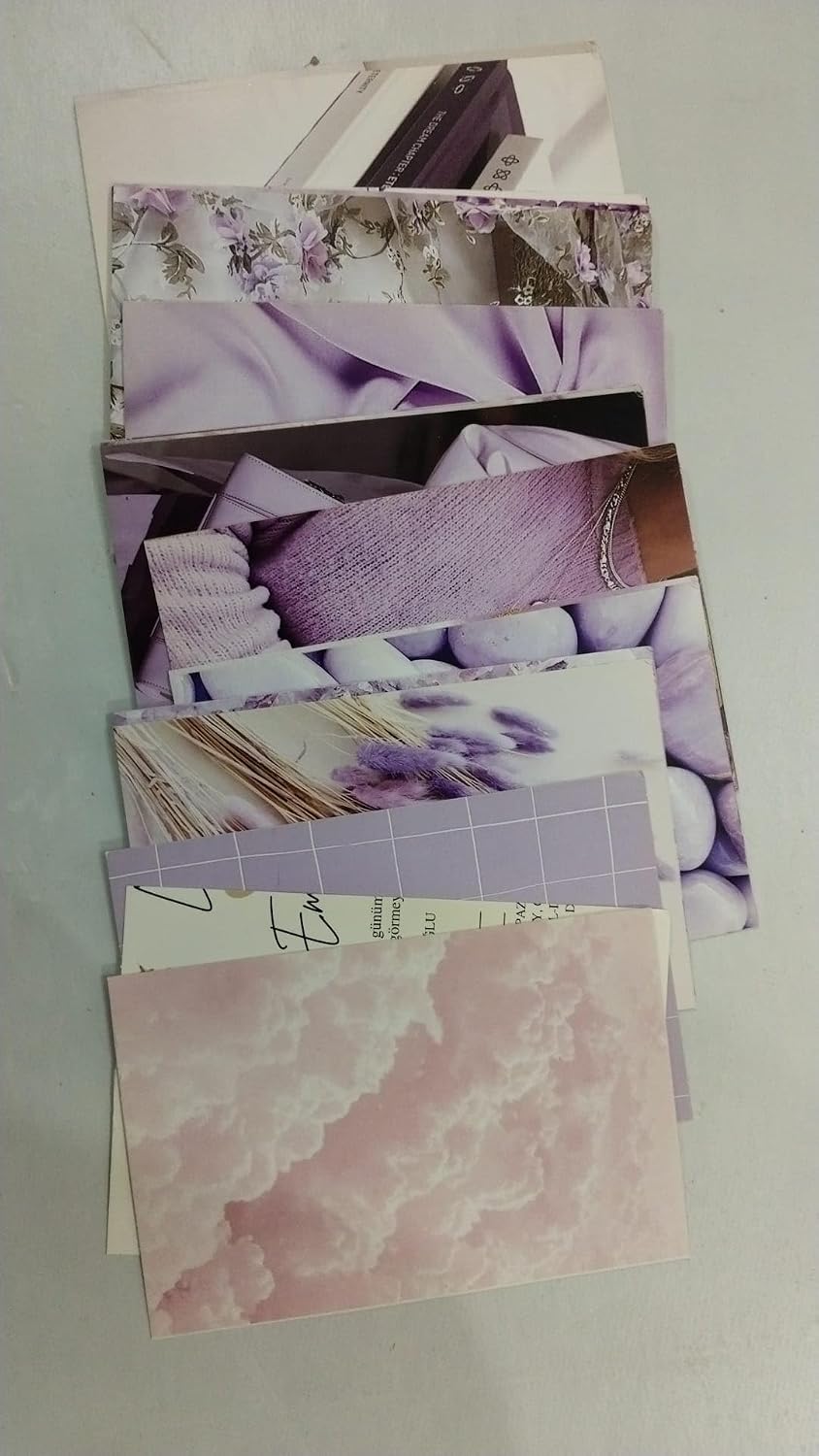 Soft Pastel Mor ve Pembe Estetik Duvar Kolaj Seti - 50 Adet Lavanta ve Bulut Temalı Fotoğraf Kartları, Genç Kız Odası Dekorasyonu, Pink Aesthetic Poster Paketi (10x15 cm)