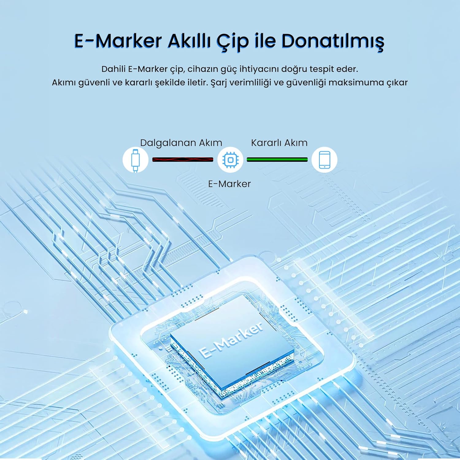 100W 5A E-Mark Çipli PD Type-C to Type-C Hızlı Şarj ve Data Kablosu 2 Metre