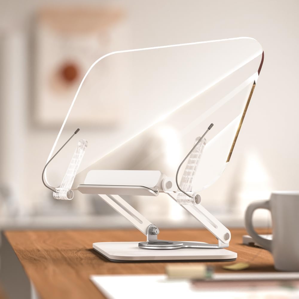 Tablet ve Kitap Okuma Standı – 360° Döner Ayarlanabilir Katlanabilir Masaüstü Tutucu, Ergonomik Tasarım, Sağlam Alüminyum Alaşım, Ev ve Ofis Kullanımı İçin Evrensel Tablet Desteği | R15