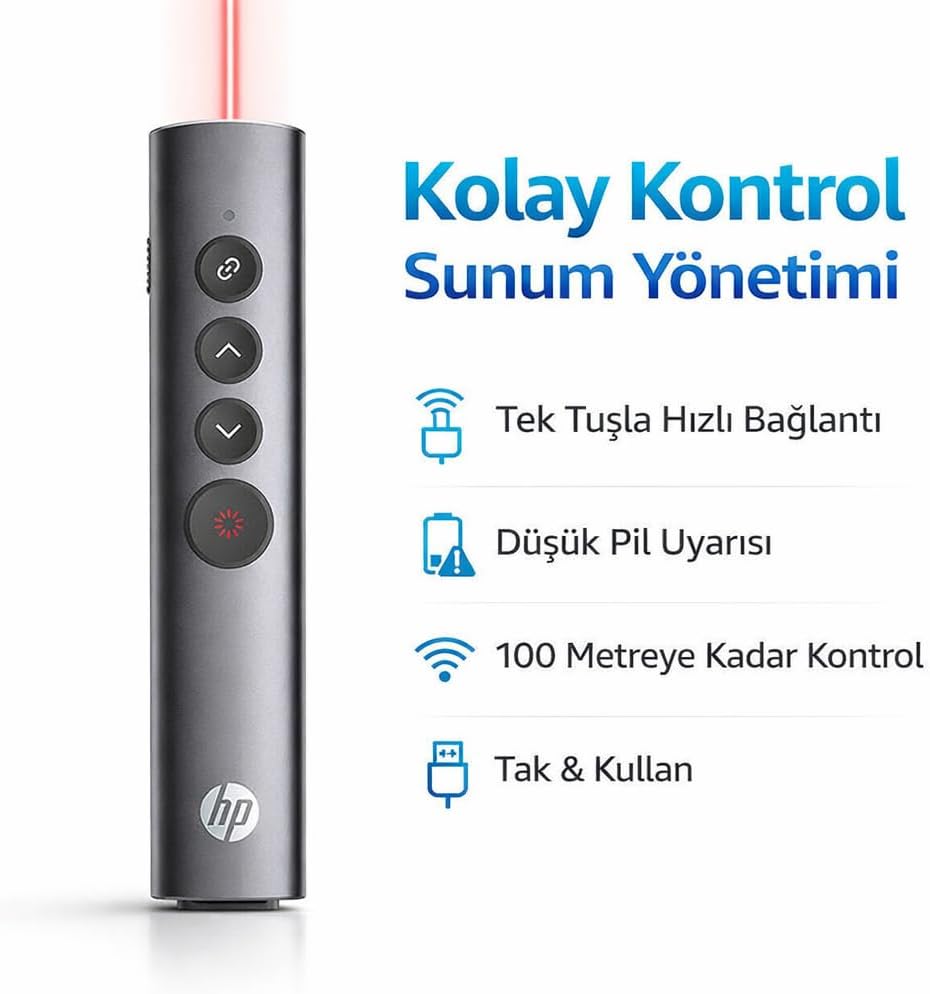 SS10pro Kablosuz Sunum Kumandası 2.4G Wireless USB Type-C Alıcı Laser Pointer Şarjlı Batarya Slayt Kontrol Presentation Clicker | SS10pro