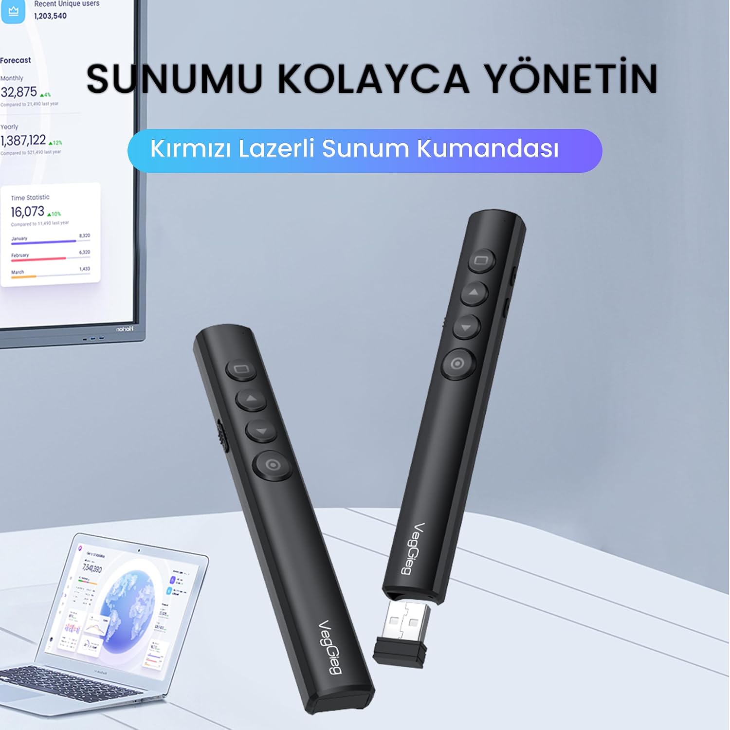 LP003 Kırmızı Lazer Presenter Kablosuz Sunum Kumandası