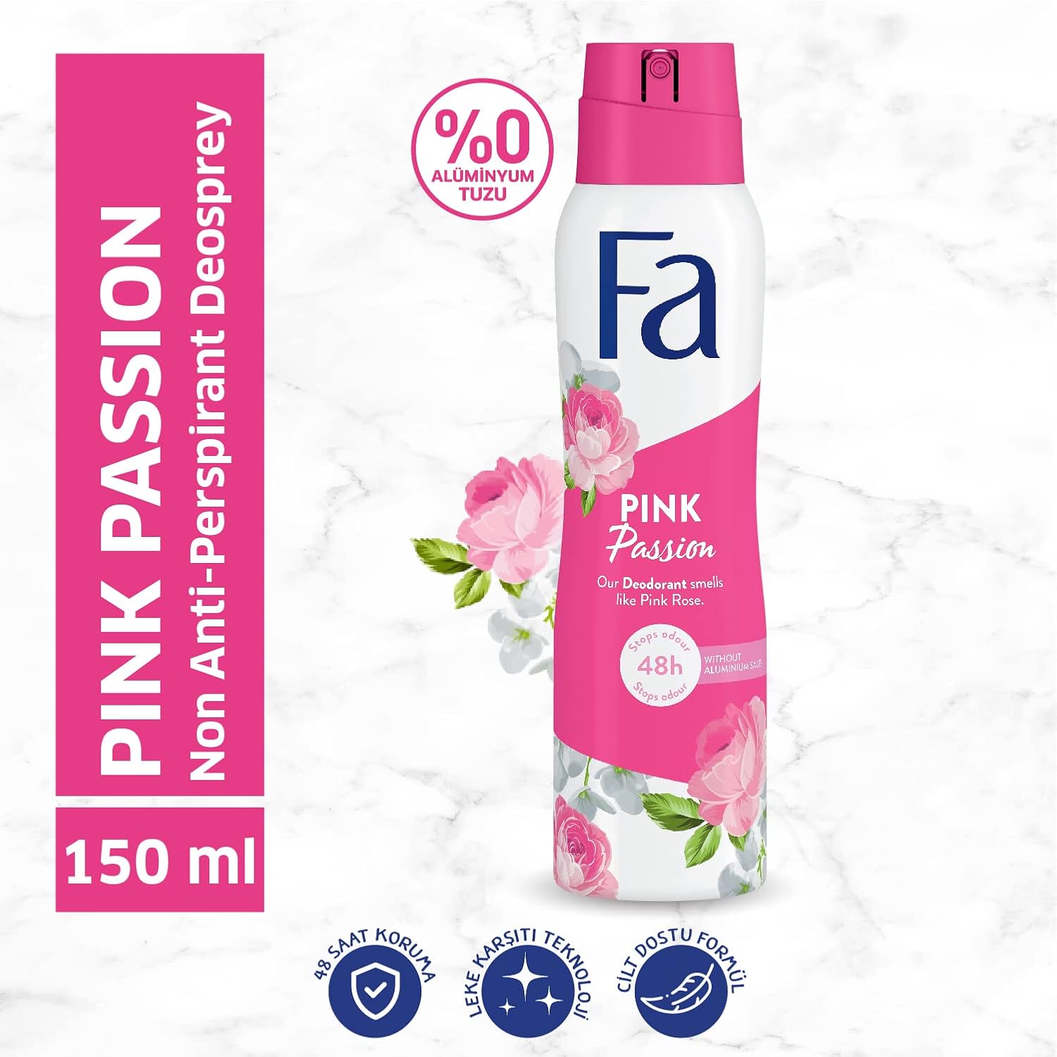 Pink Passion Kadın Sprey 150 ml Floral Koku ile 48 Saat Koruma Sunan Deosprey