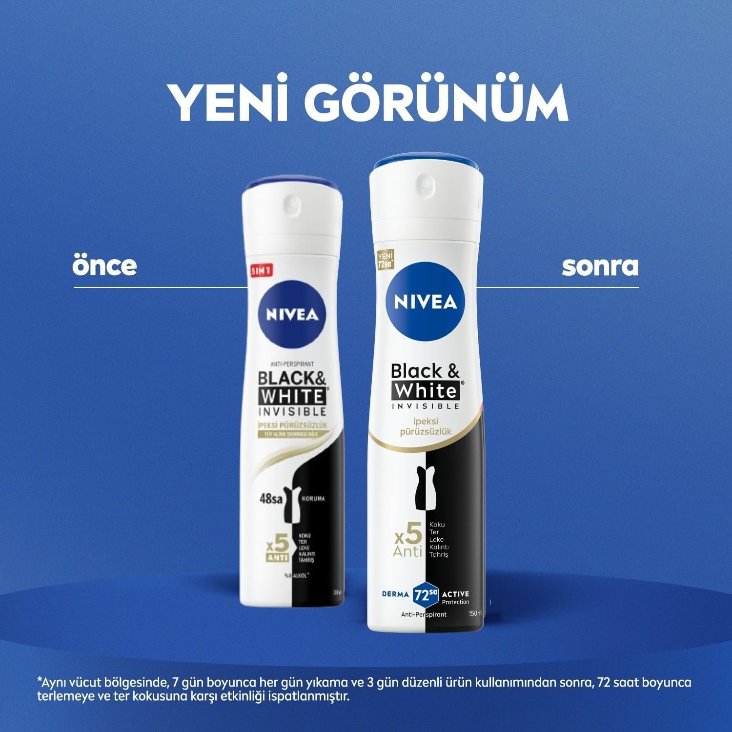 Kadın Sprey Deodorant Black & White Invisible İpeksi Pürüzsüzlük, Ter ve Ter Kokusuna Karşı 72 Saat Anti-perspirant Koruma 150 ml