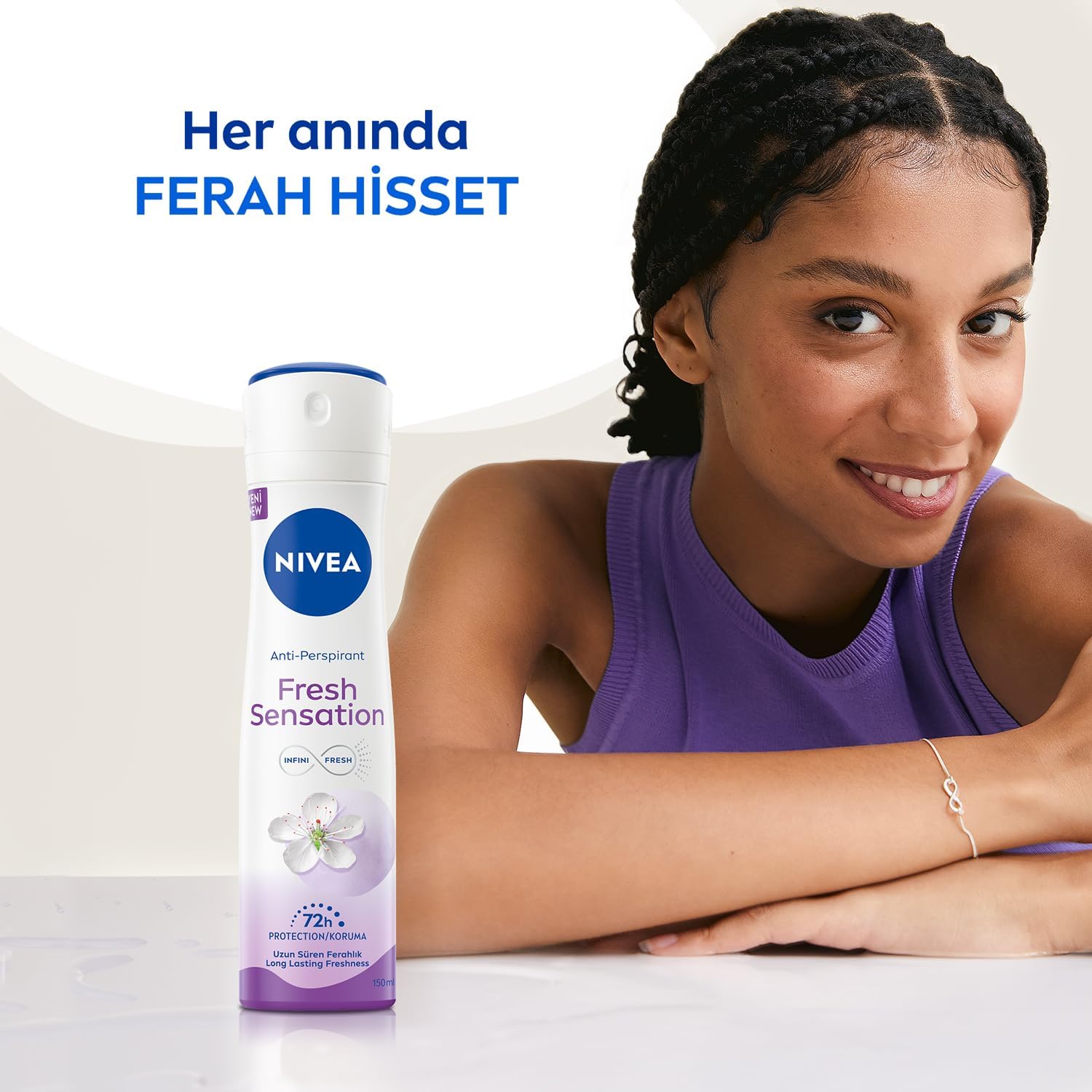 Fresh Sensation Kadın Sprey Deodorant 150 ml,72 Saat Anti-perspirant Koruma
