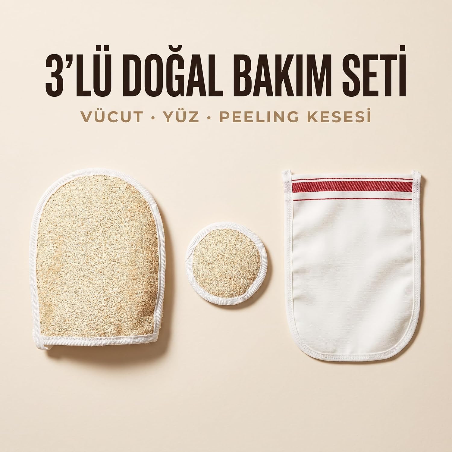 el geçmeli kabak vucut yüz 3 set beyaz kalın düz Kese, Tüm Vücud için Kirlerden ve Lekelerden Arındırır. 3'lü Set Şeklindedir.