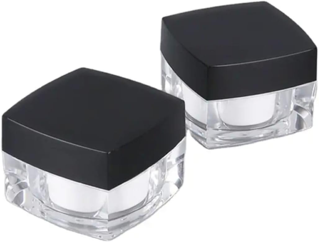 5 Ml Krem Kavanozu,Kozmetik Kutusu, Siyah Kapaklı Akrilik Krem Kutusu 2 Li Set,Beyaz