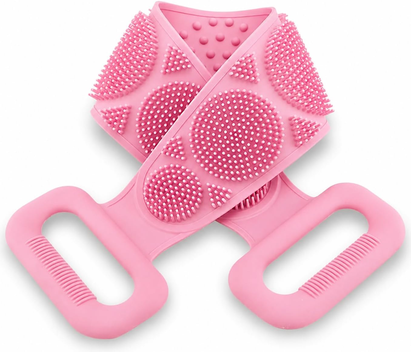 Kyrotech 70 cm Uzun Silikon Banyo ve Sırt Kesesi, Çift Taraflı Masaj Etkili Duş Lifi, Ölü Deri Temizleyici ve Kan Dolaşımı Artırıcı Pembe Sırt Temizleyici, Ergonomik Tutma Kollu Hijyenik Vücut Fırçası