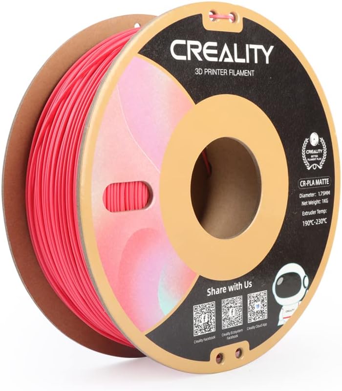 3D Mat PLA Filament 1.75mm, 3D Yazıcı Filament 1kg Makara, Tolerans 0.03mm, Rohs Uyumluluğu, Mat Çilek Kırmızı
