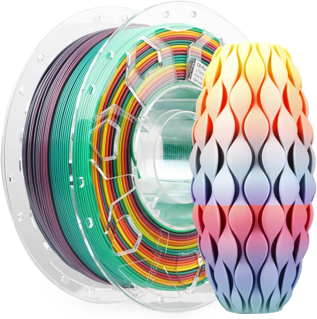 PLA Filament 1,75 mm, 3D Yazıcı Filamenti, 1,0 kg (2,2 lbs) Makara, Çözgü Arttırılmış Tokluk Yok, Boyutsal Doğruluk ± 0,03 mm Baskı Filamenti, 3D Yazıcılar için (Yağmur Yayı)