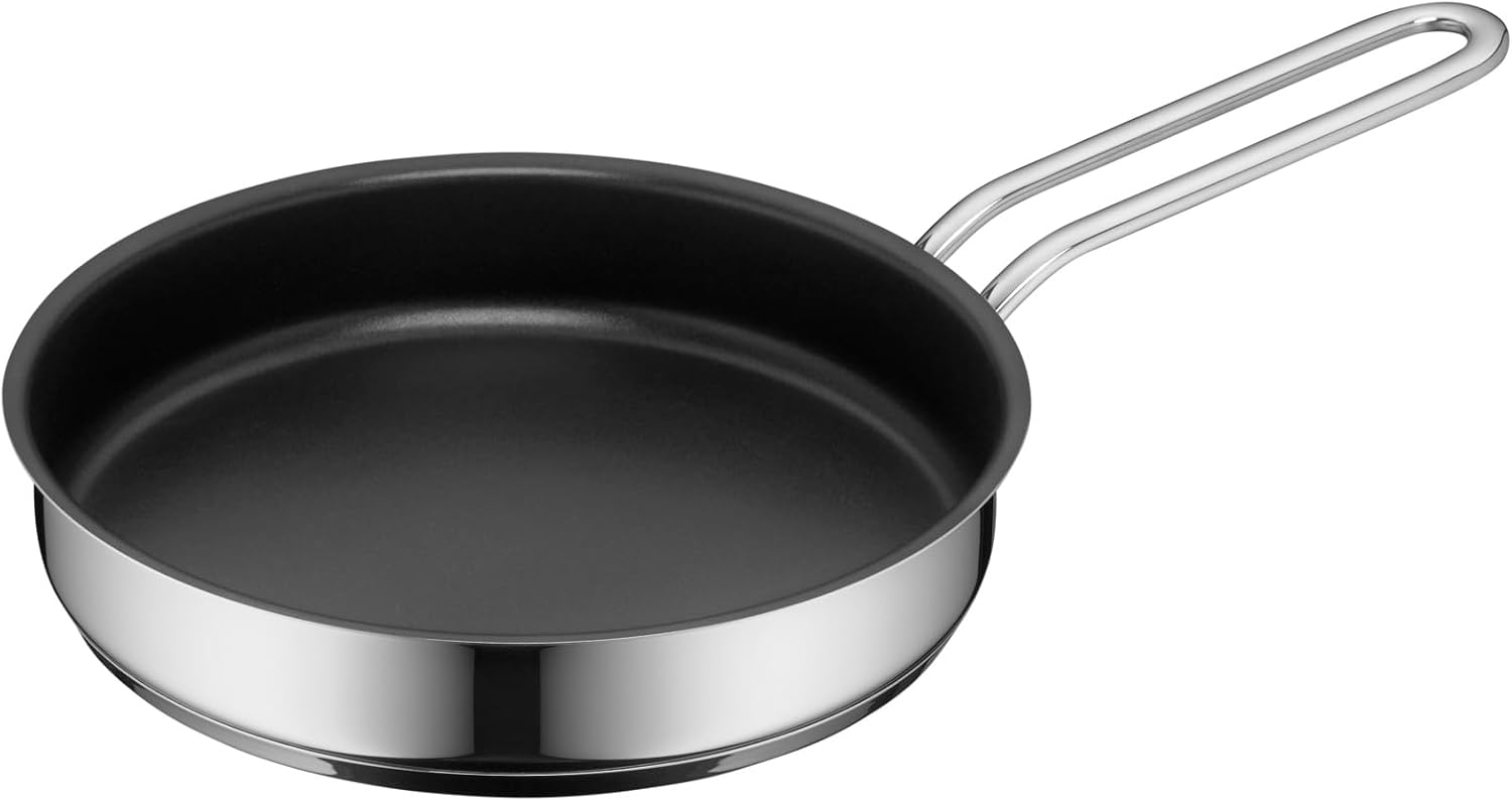 Mini 18 cm Tava, Yapışmaz Kaplamalı, Cromargan® Yüksek Kaliteli Parlak Paslanmaz Çelik, İndüksiyon Uyumlu, Üst Üste Saklanabilir, Küçük Porsiyonlar İçin