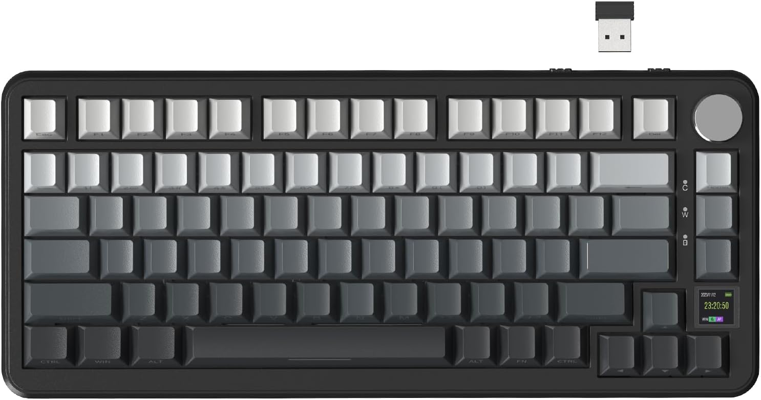 X85PRO 75% Kablosuz Mekanik Klavye – TFT Ekran, Gasket Yapı, RGB Işıklandırma, Hot-Swap, 4000mAh Pil, BT/2.4G/USB-C Üçlü Bağlantı, QMK Desteği – Moonlit