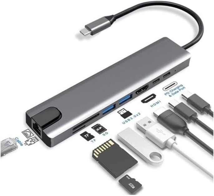 Type-c Hub Dönüştürücü Çevirici Çoklayıcı Usb Hdmı Micro Sd 8 Girişli