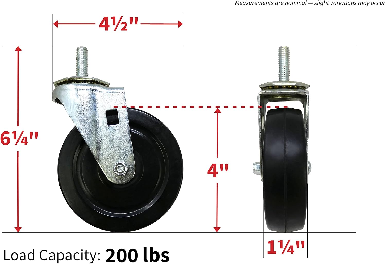 donanım 9023 4-inç yumuşak kauçuk döndürülebilir Vorbau bir büyücü, 1/2 ön yapı Çap, 200-LB taşıma kapasitesi