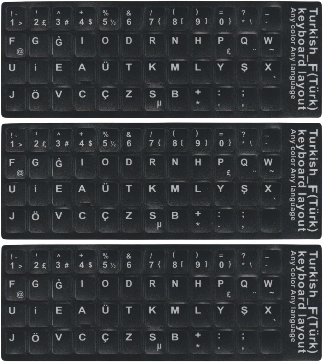 MF01 Türkçe F Klavye Sticker 3 Adet Laptop PC Uyumlu