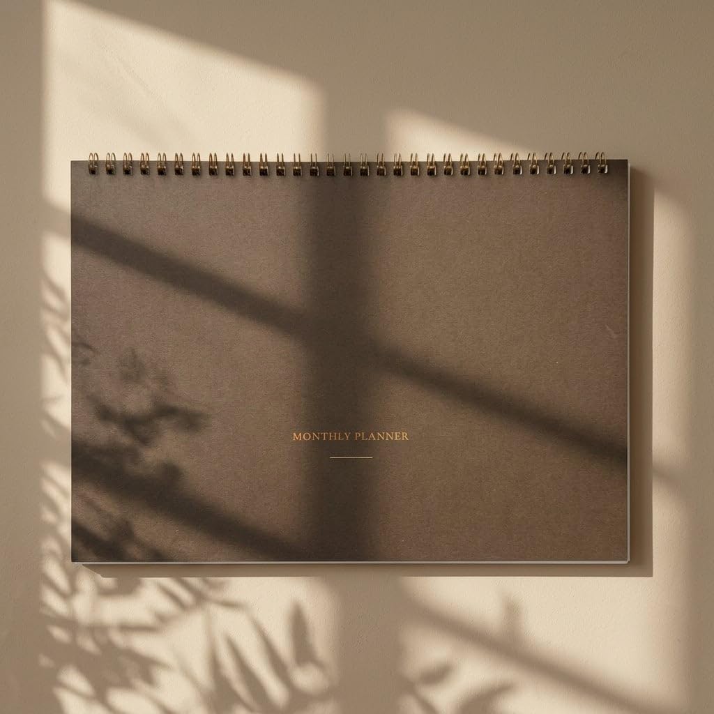 Paperto. Spiralli Tarihsiz Aylık Planlayıcı, A4 (21 × 29,7 cm), 24 Yaprak, 110 gr Ivory Kağıt, Aylık Plan İngilizce