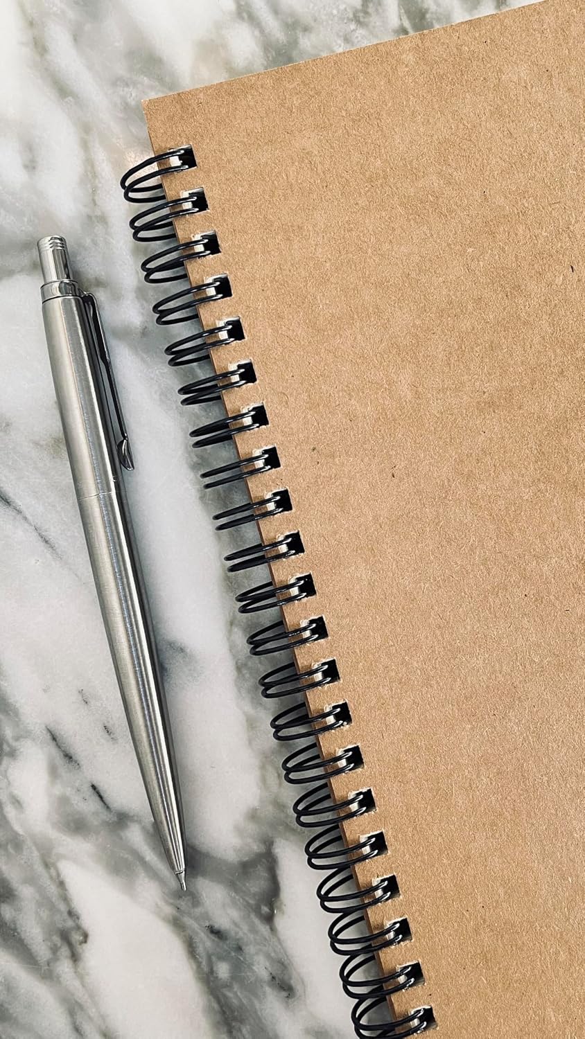 Spiralli Notebook, Kraft Kapaklı, A5 Boyut (15x21 cm), 100 Yaprak (Noktalı)